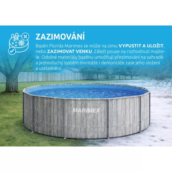  Bazén Florida 3,66x1,22 m se skimmerem - motiv ŠEDÉ DŘEVO 